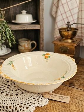Vintage W.H. Grindley England Floral Scalloped Bowl | Art Deco Ironstone